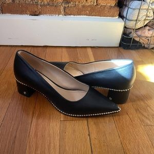 Coach Black Leather Pointed Toe Heel